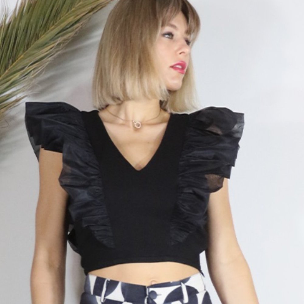 Organza ruffle top
